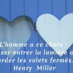 Henry Miller: L'homme a le choix: laisse entrer la lumière ou garder les volets fermés.